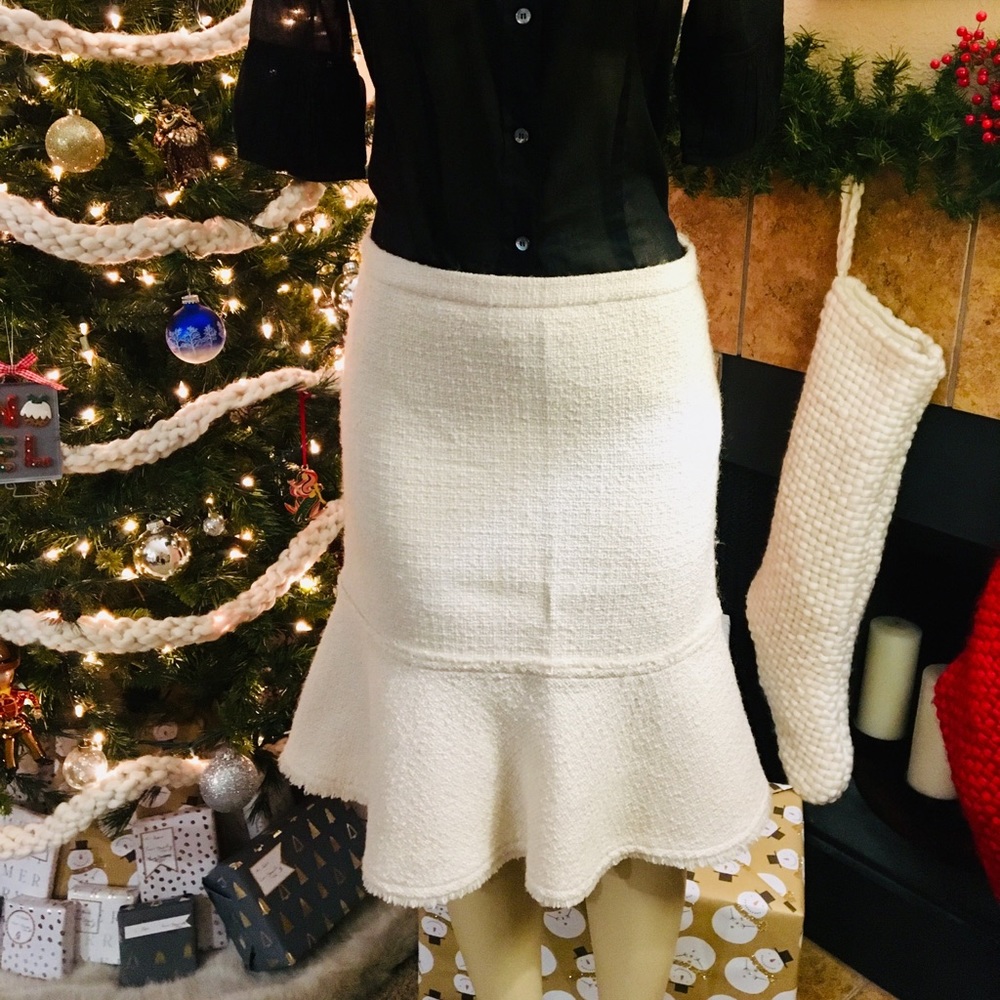 NWOT J. Crew Cream Wool Tulip Skirt - Sz 6